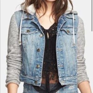 Free People Denim Knit Hooded Jacket - size S